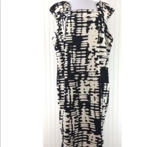 Calvin Klein NWT Dress 20W Black Off White Knee
